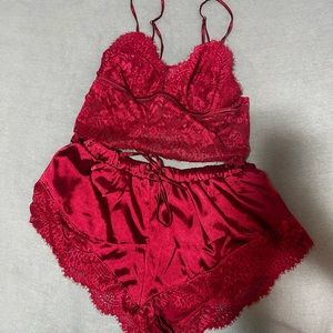 La Senza Red Lace Lingerie Sleep Wear, XS